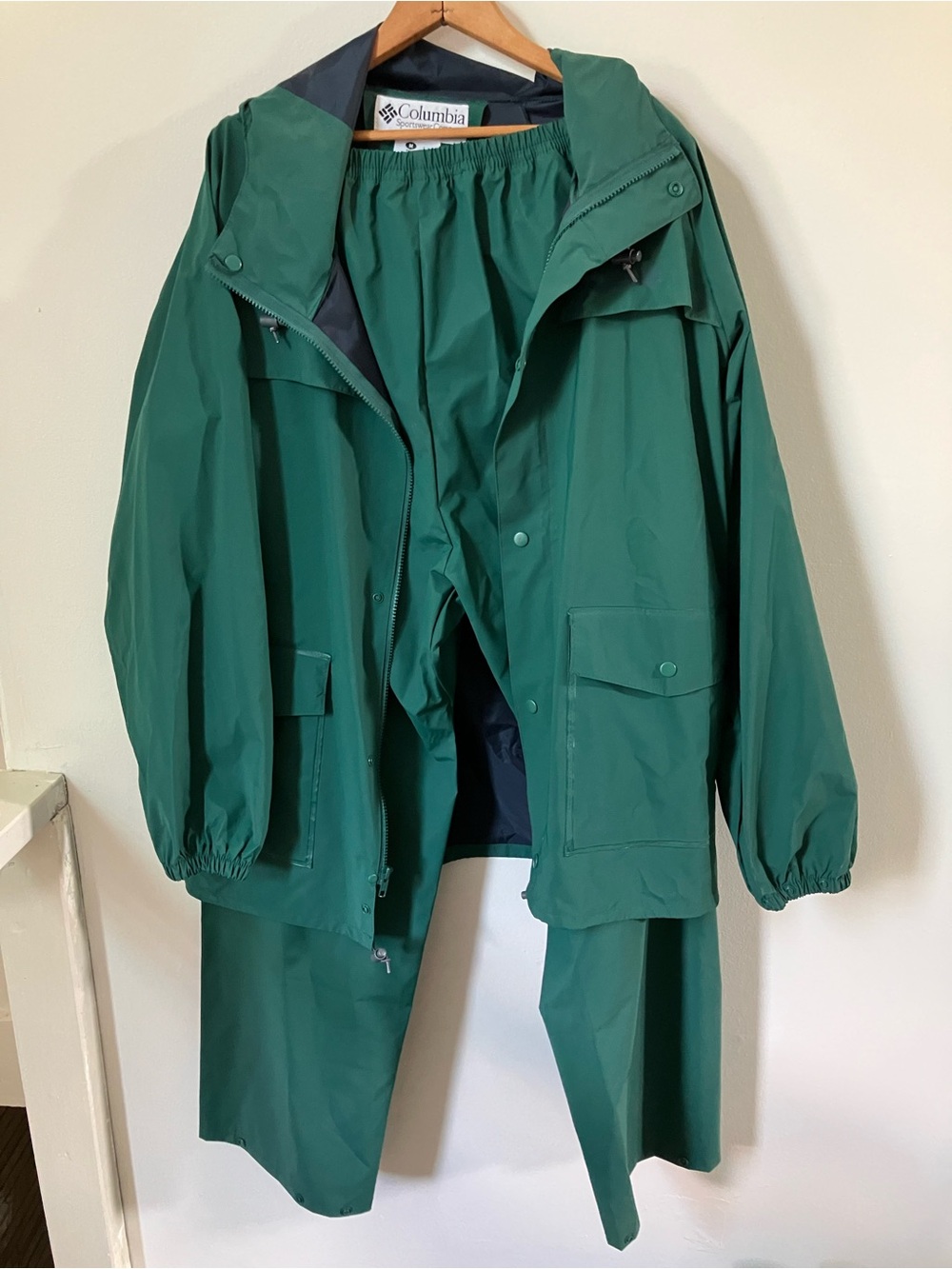 Vintage Columbia Sportswear 2-Piece Rain Set Green Men’s Large Gorpcore